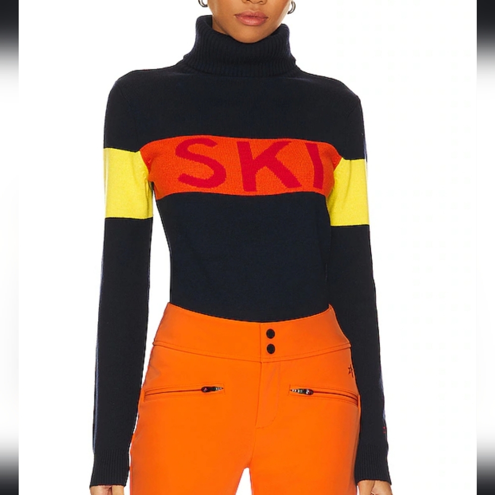 💥 Perfect Moment Schild Ski Turtleneck Sweater Navy Orange